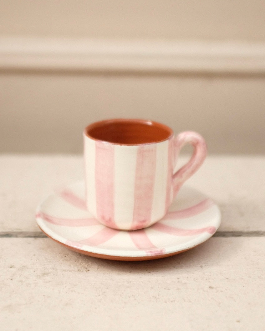 Espresso Cup and Saucer Bold Stripe - Pink